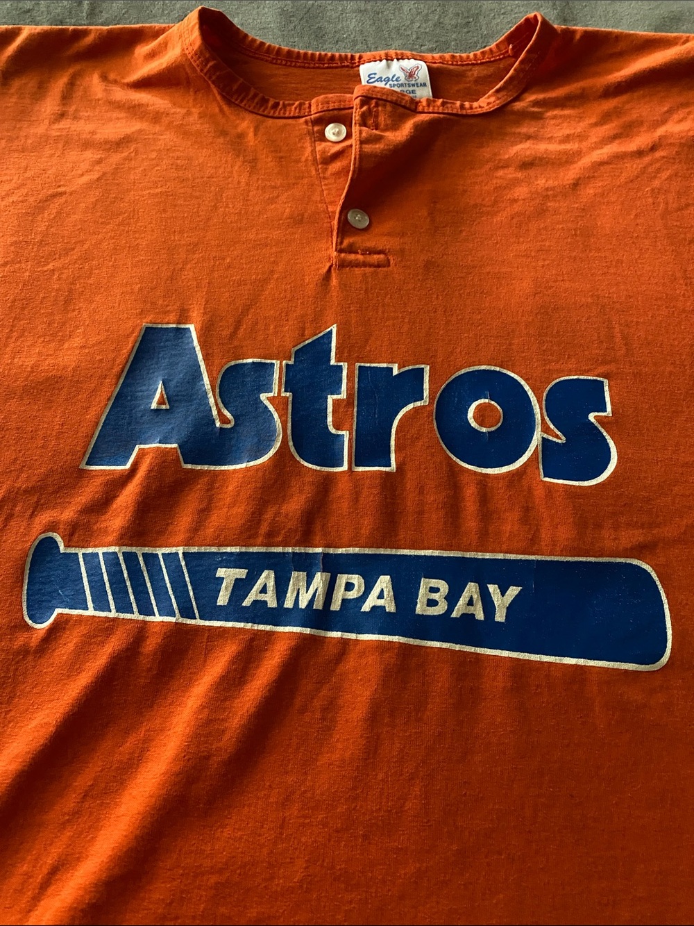 XL Astros Tampa Bay orange Graphic Henley Baseball Tee